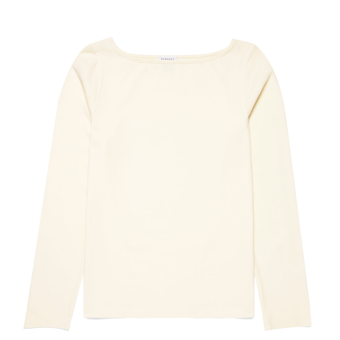 Sunspel Womens Slash Neck L/S Top Ecru - pam pam 