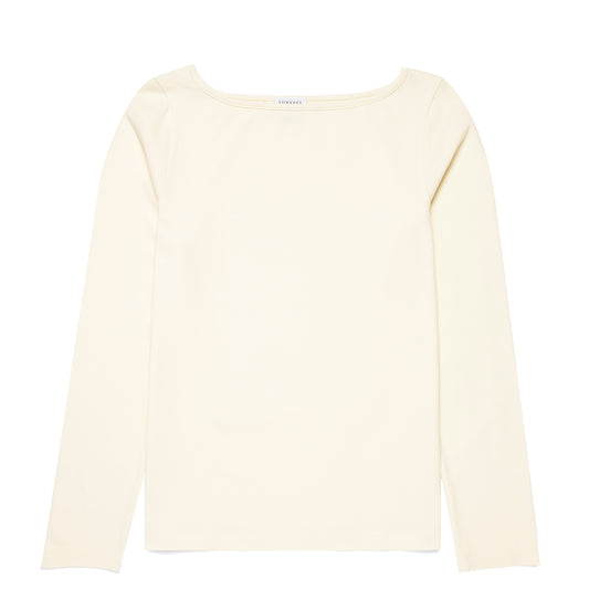 Sunspel Womens Slash Neck L/S Top Ecru - pam pam