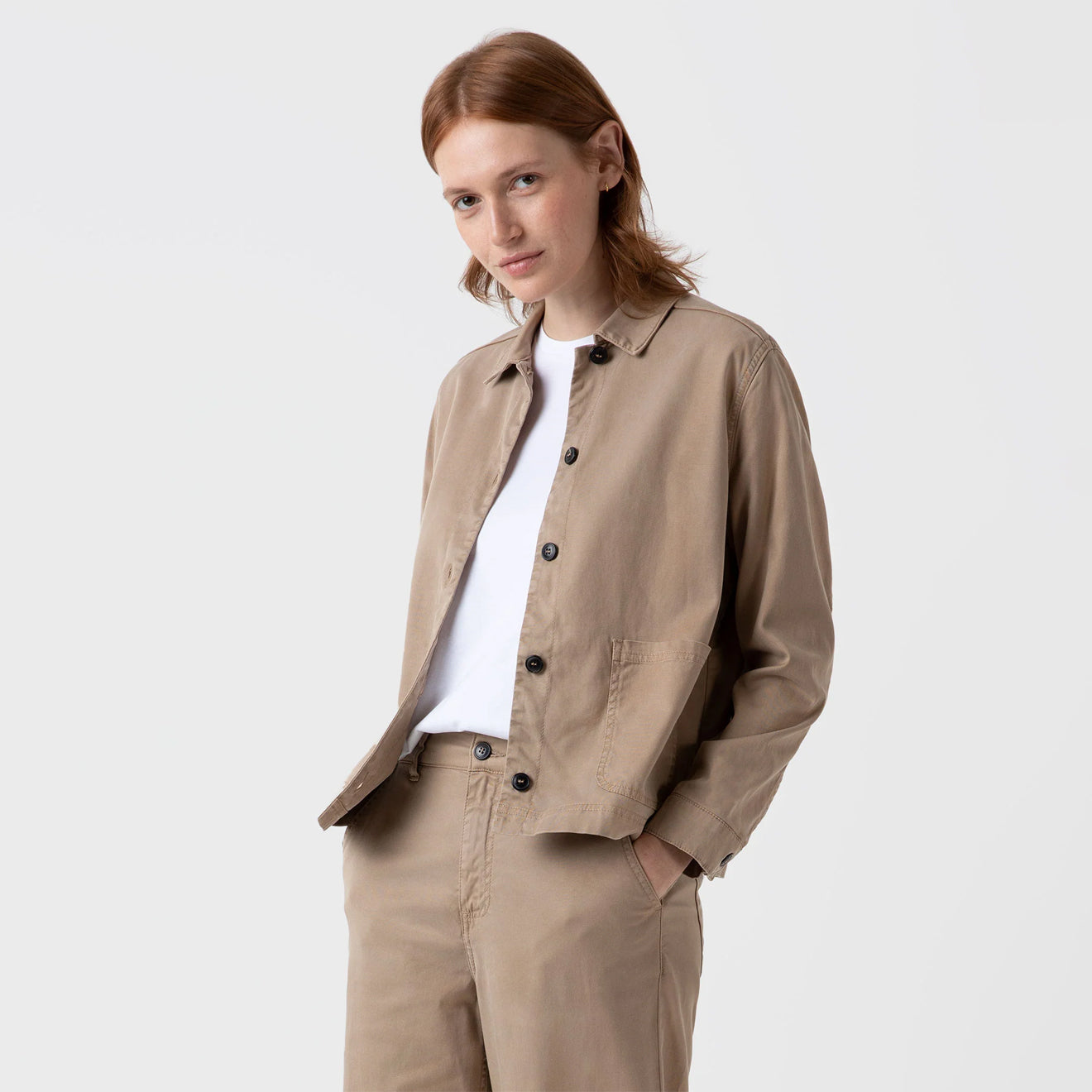 Sunspel Womens Twin Pocket Jacket Stone