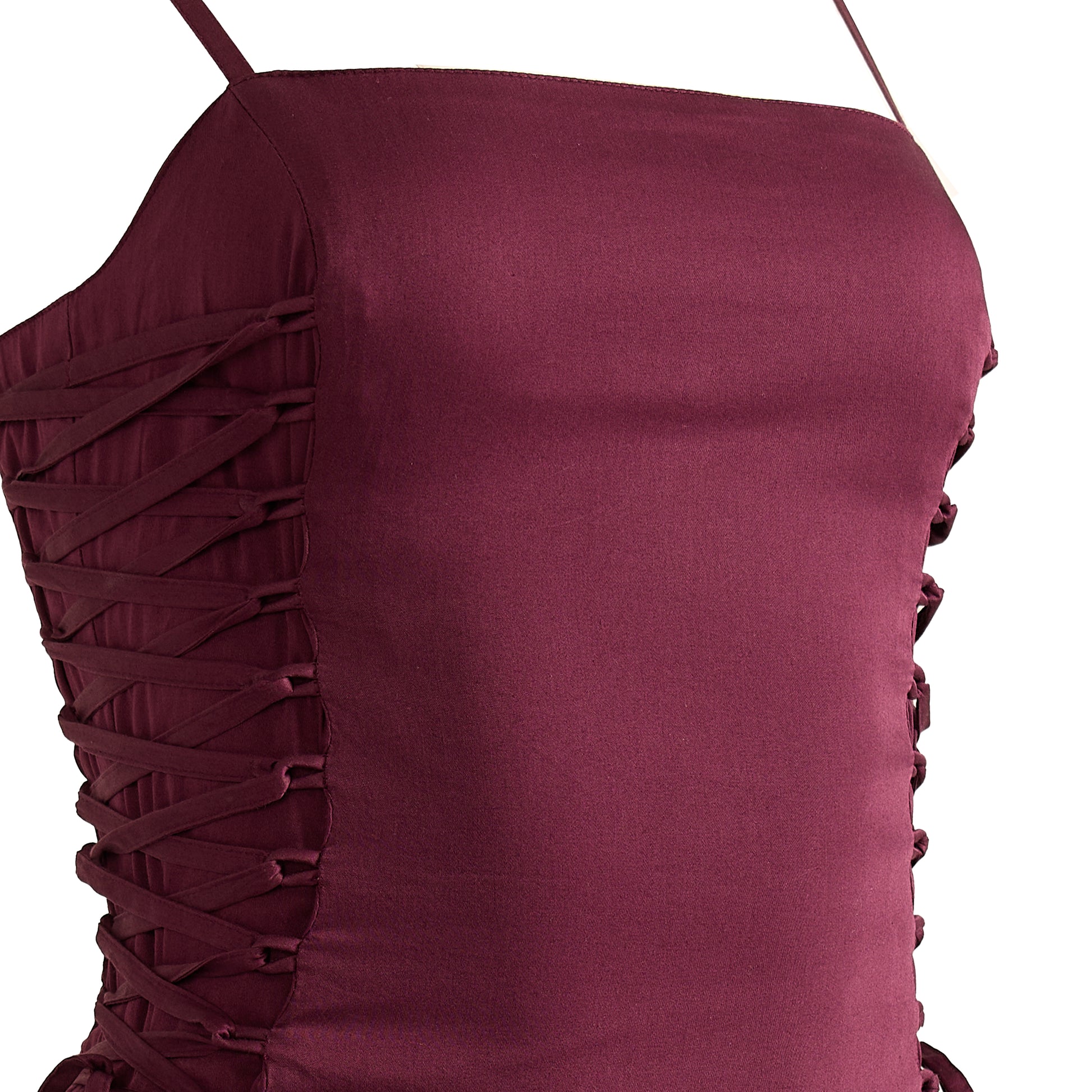 Damson Madder Angelina Cotton Satin Dress Fig - pam pam 