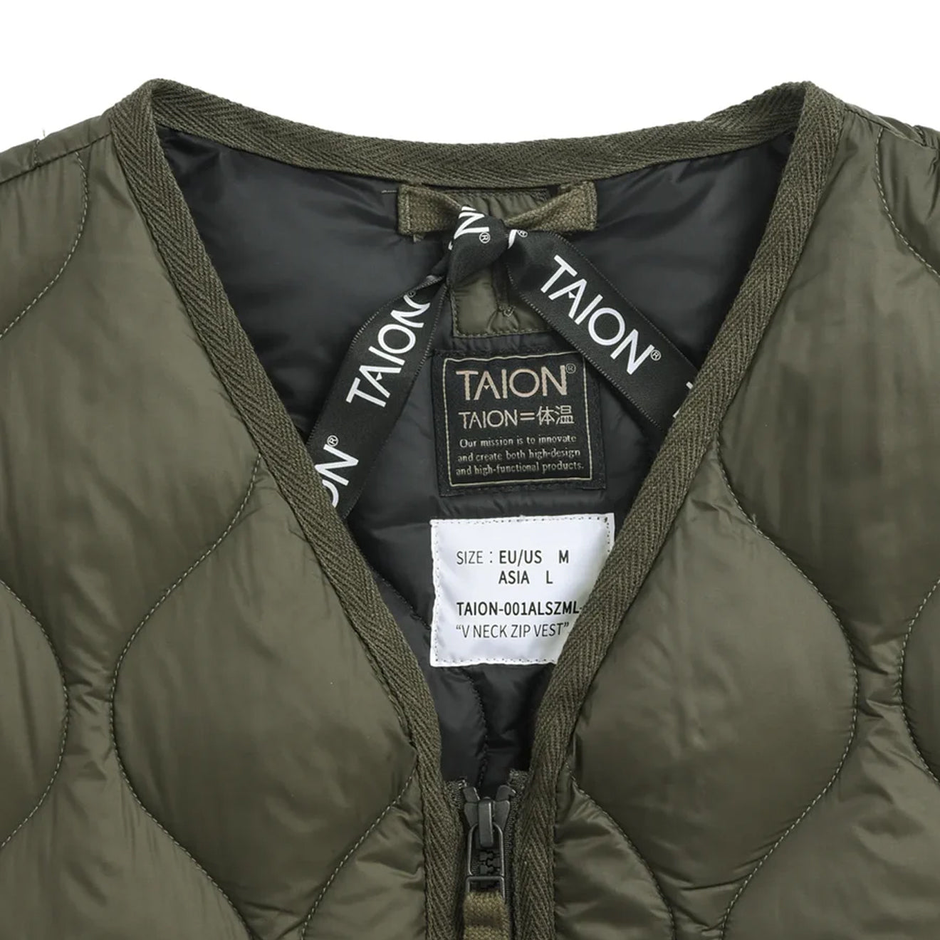 Taion Military V-Neck W-Zip Down Vest Soft Shell Olive