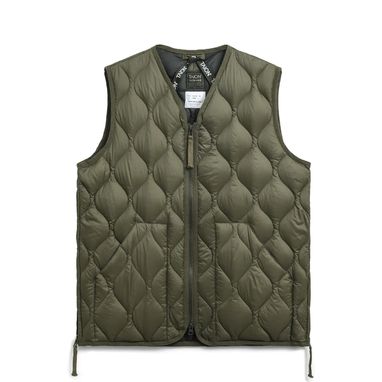 Taion Military V-Neck W-Zip Down Vest Soft Shell Olive