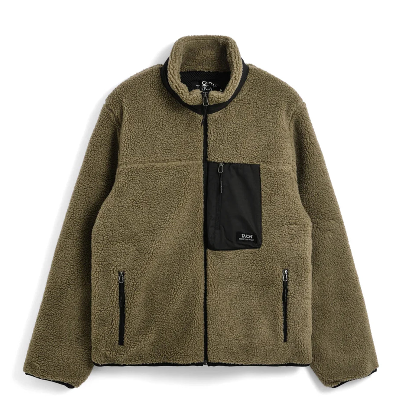 Taion Mountain W-Zip Boa Hi Neck Jacket Dark Beige / Black