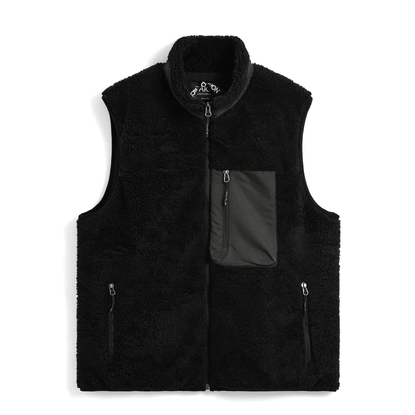 Taion Mountain W-Zip Boa Hi Neck Vest Black / Black