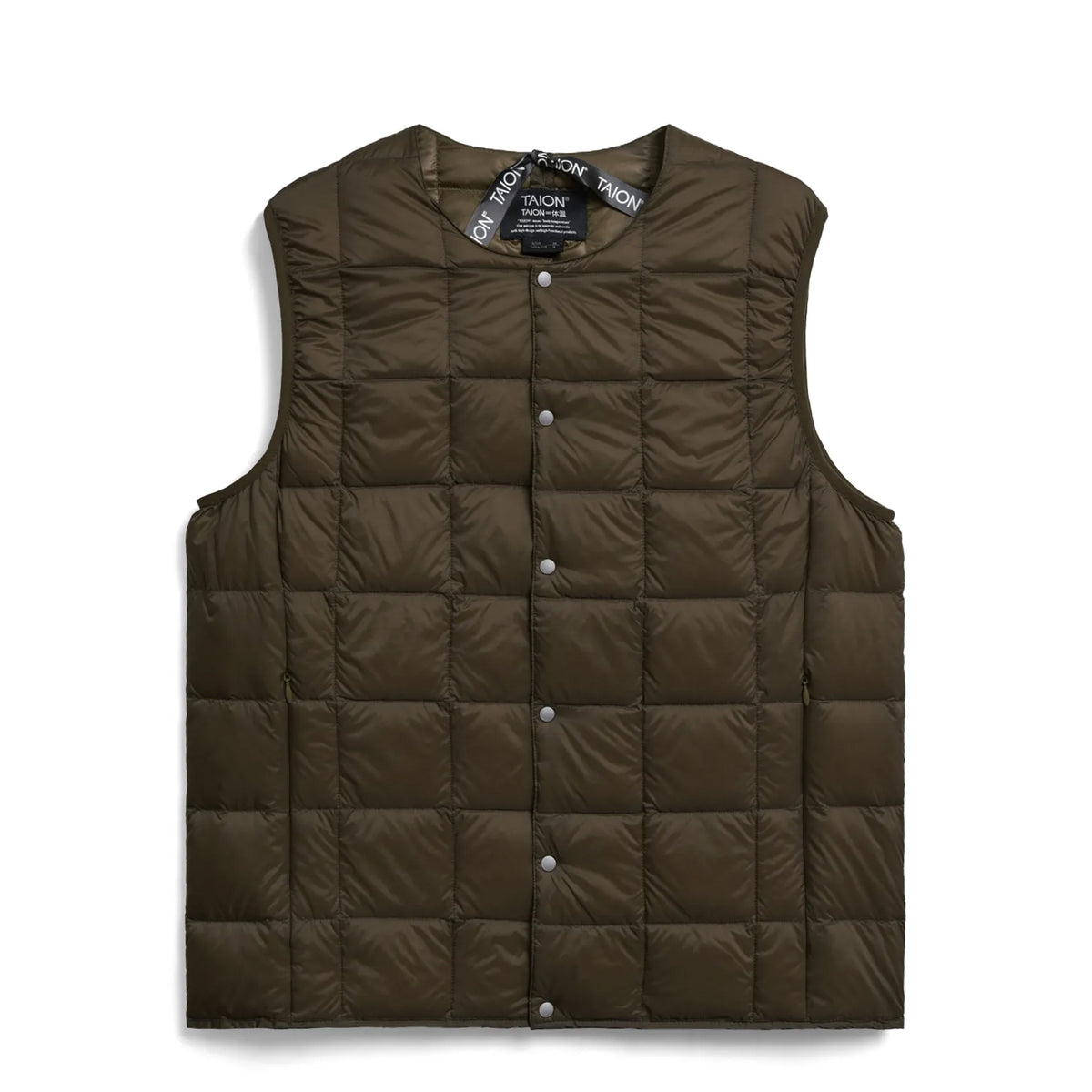 Taion Womens Crewneck Button Down Vest Dark Chocolate