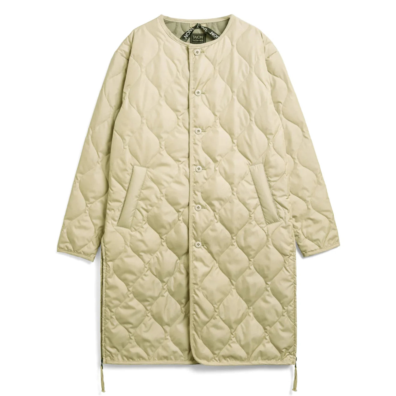 Taion Military Crew Neck Down Coat Cream