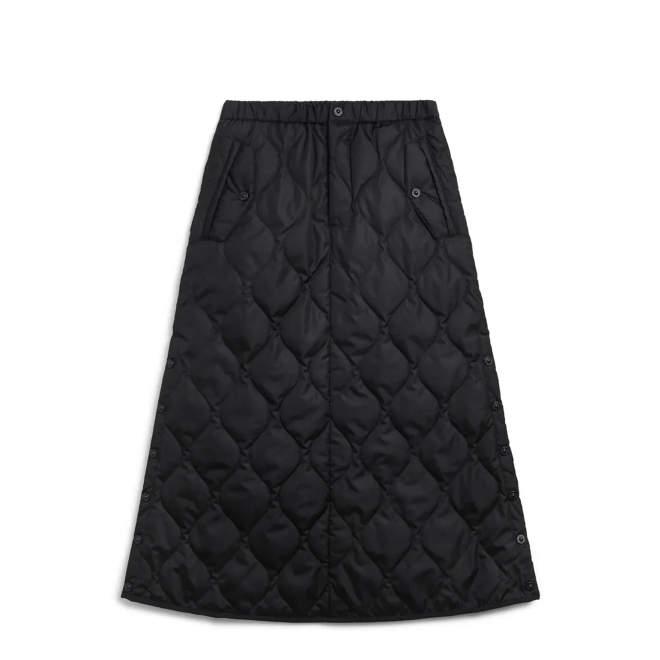 Taion Womens Military Snap Button Down Skirt Black