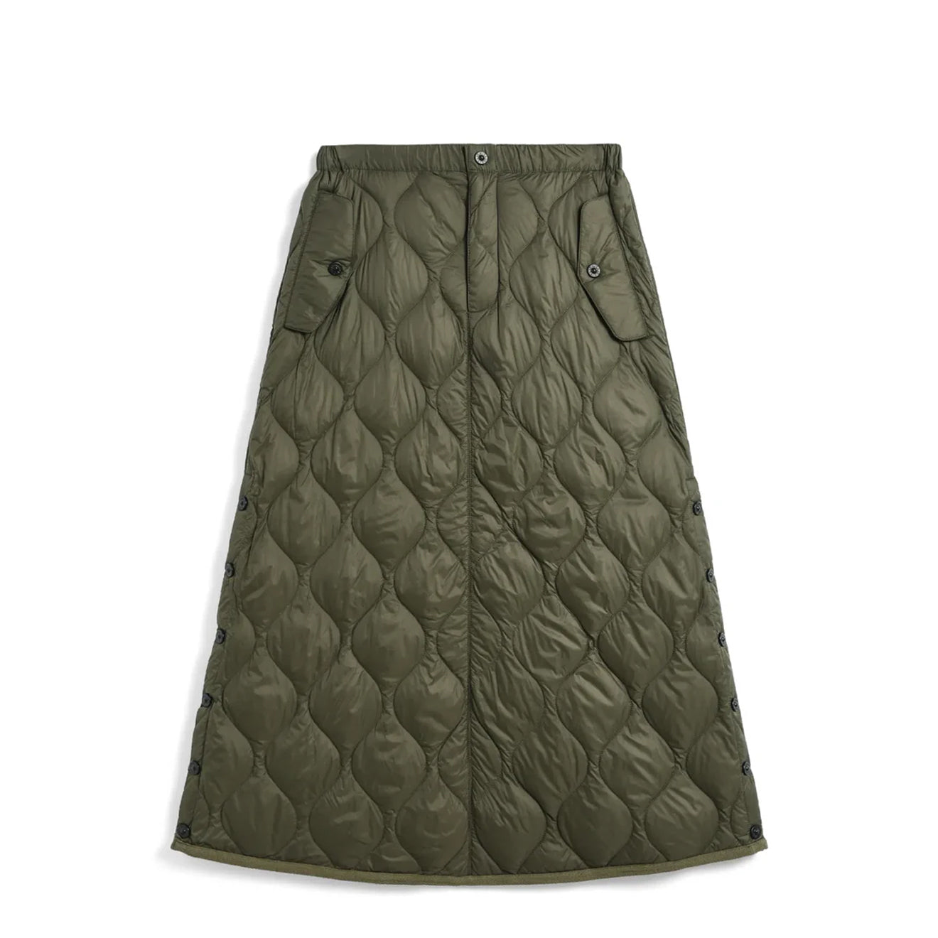 Taion Womens Military Snap Button Down Skirt Soft Shell Dark Olive