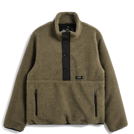 Taion Womens Pull Over Boa Hi Neck Jacket Dark Beige / Black