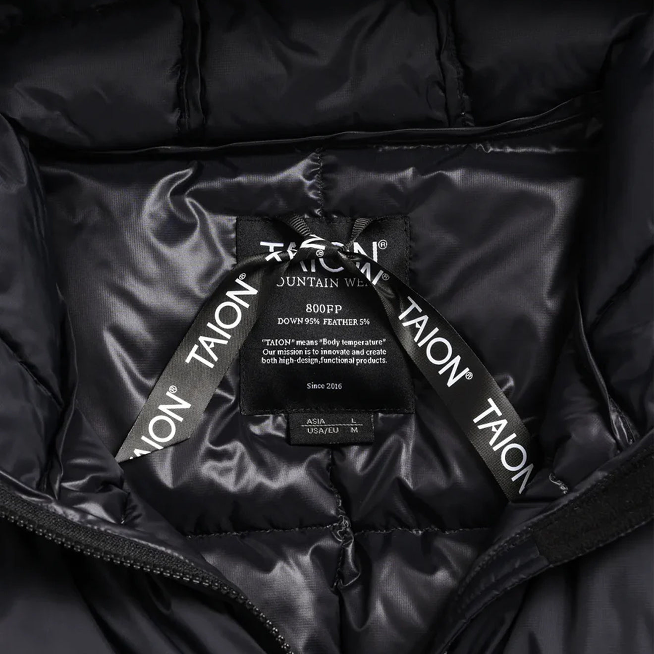 Taion Womens Volume Hood Down Coat Long Outer Black