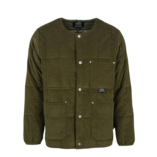 Taion Work Crew Neck Corduroy Down Jacket Dark Olive