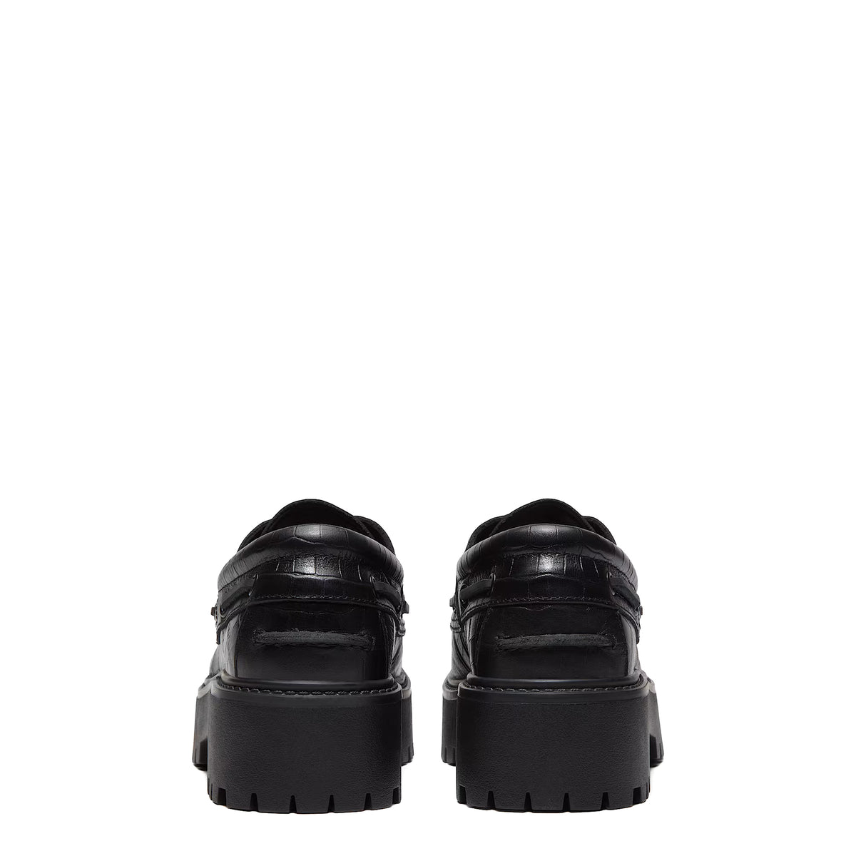 Timberland Womens Stone Street Platform Boat Shoe Black Full Grain