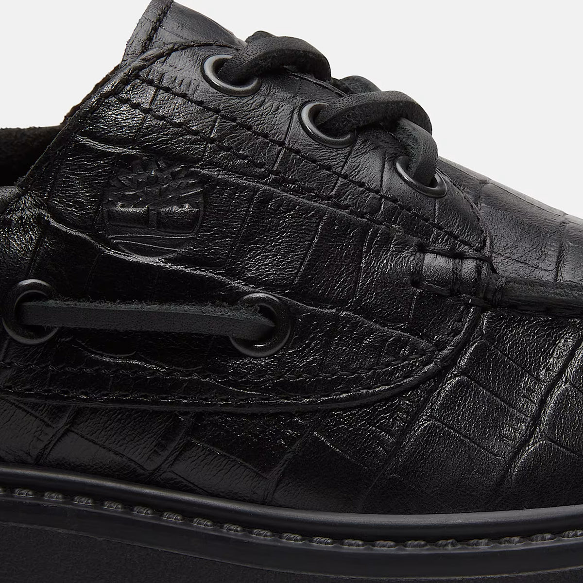 Timberland Womens Stone Street Platform Boat Shoe Black Full Grain