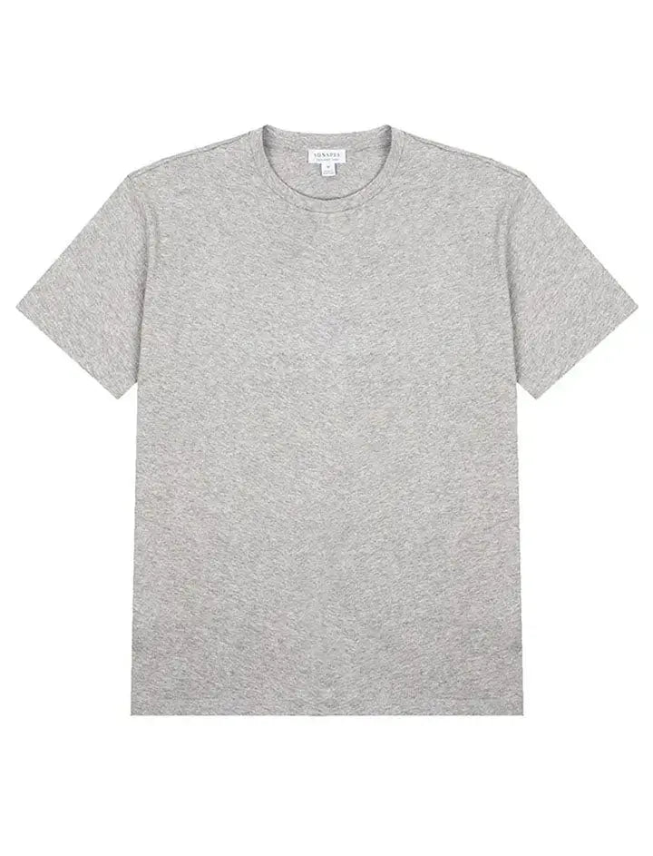 Sunspel Womens Boy Fit Crew Neck T Shirt Grey Melange