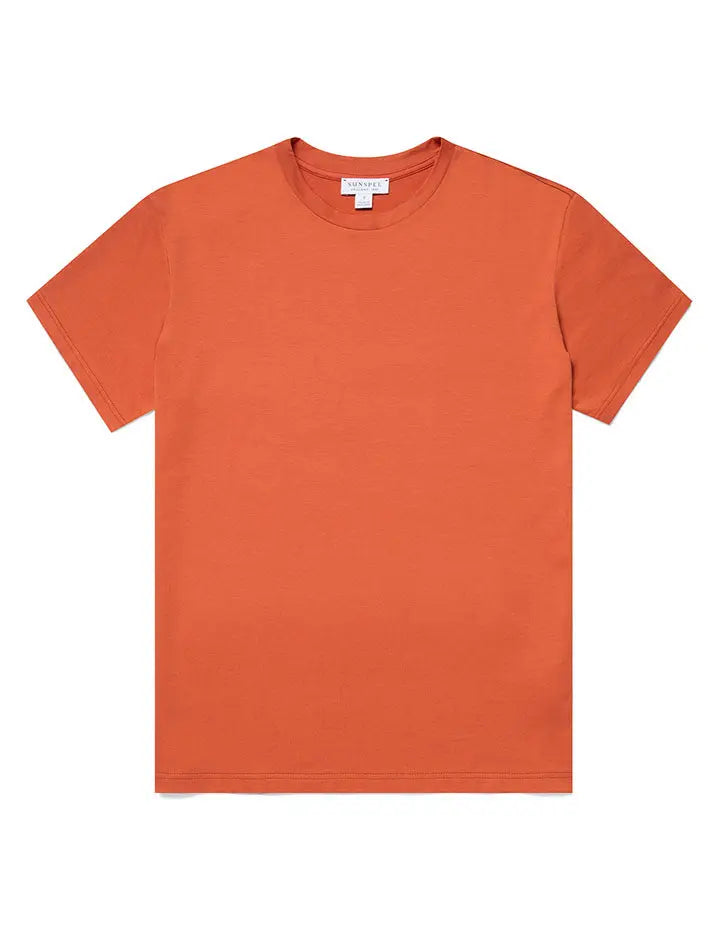 Sunspel Womens Boy-Fit Crew Neck T-Shirt Burnt Sienna