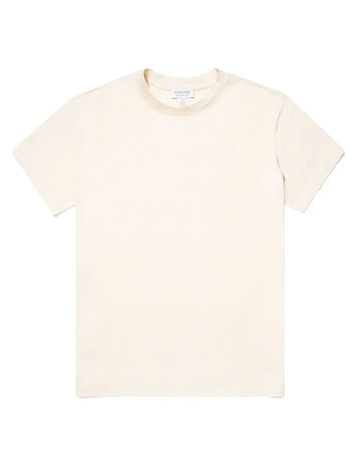 Sunspel Womens Boy-Fit Crew Neck T-Shirt Undyed