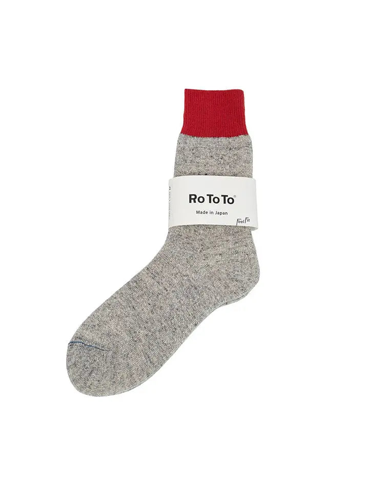 RoToTo Double Face Socks Red / Light Grey