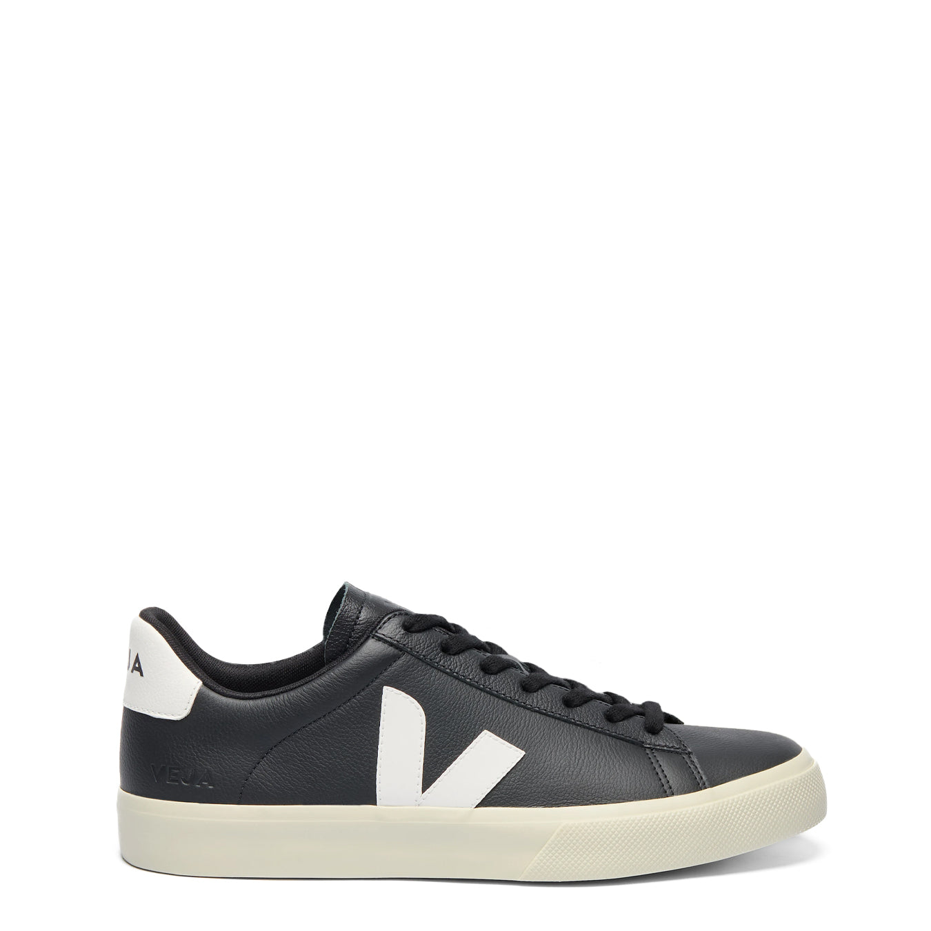 Veja Womens Campo Leather Trainer Black White - pam pam 
