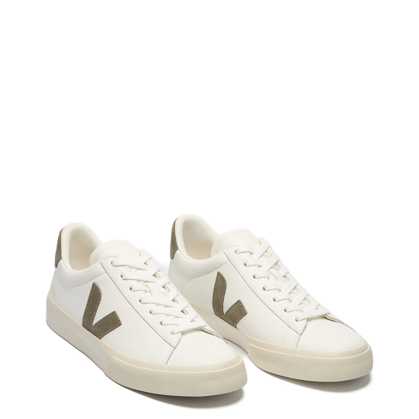 Veja Womens Campo Leather Trainer Extra-White Kaki - pam pam 