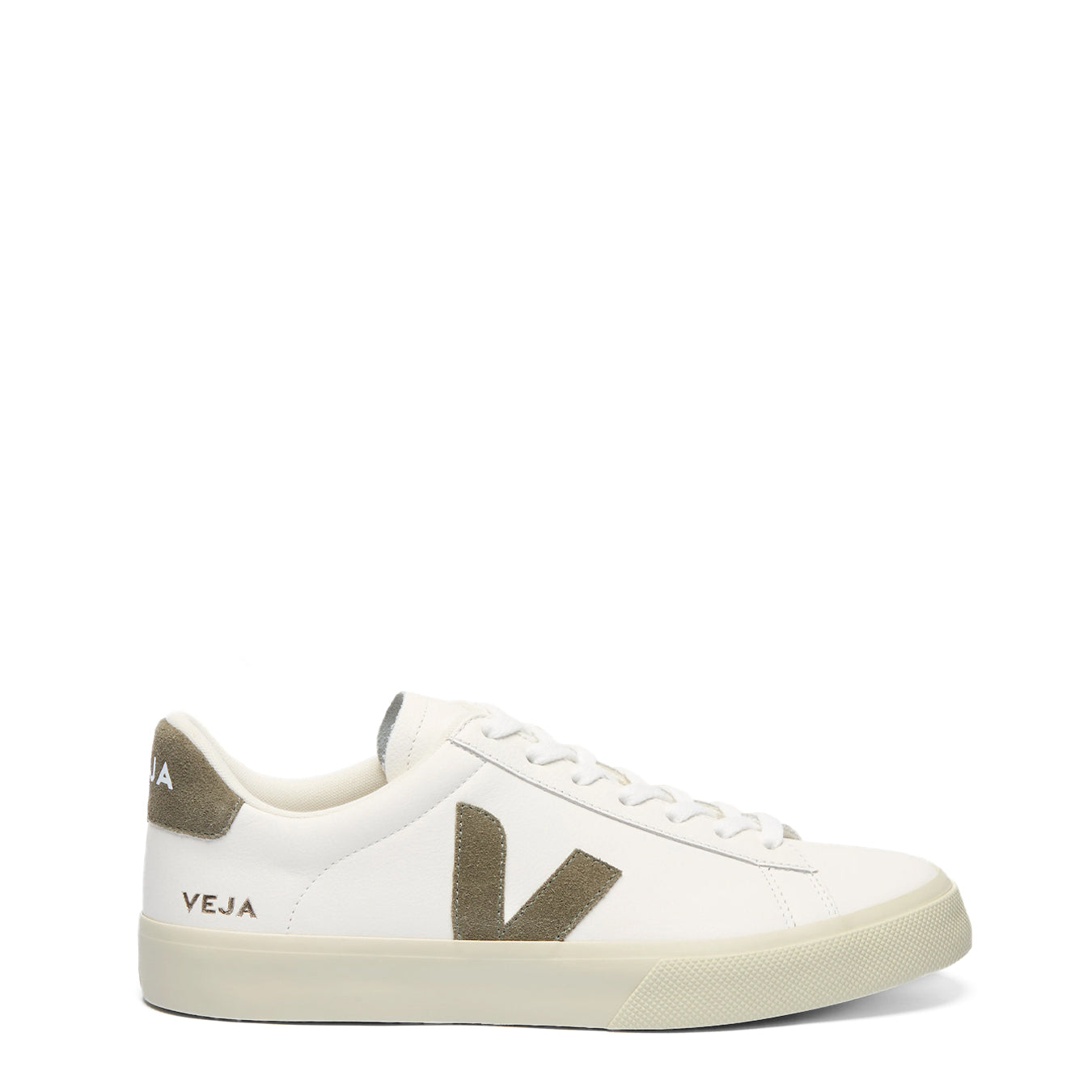 Veja Womens Campo Leather Trainer Extra-White Kaki - pam pam 