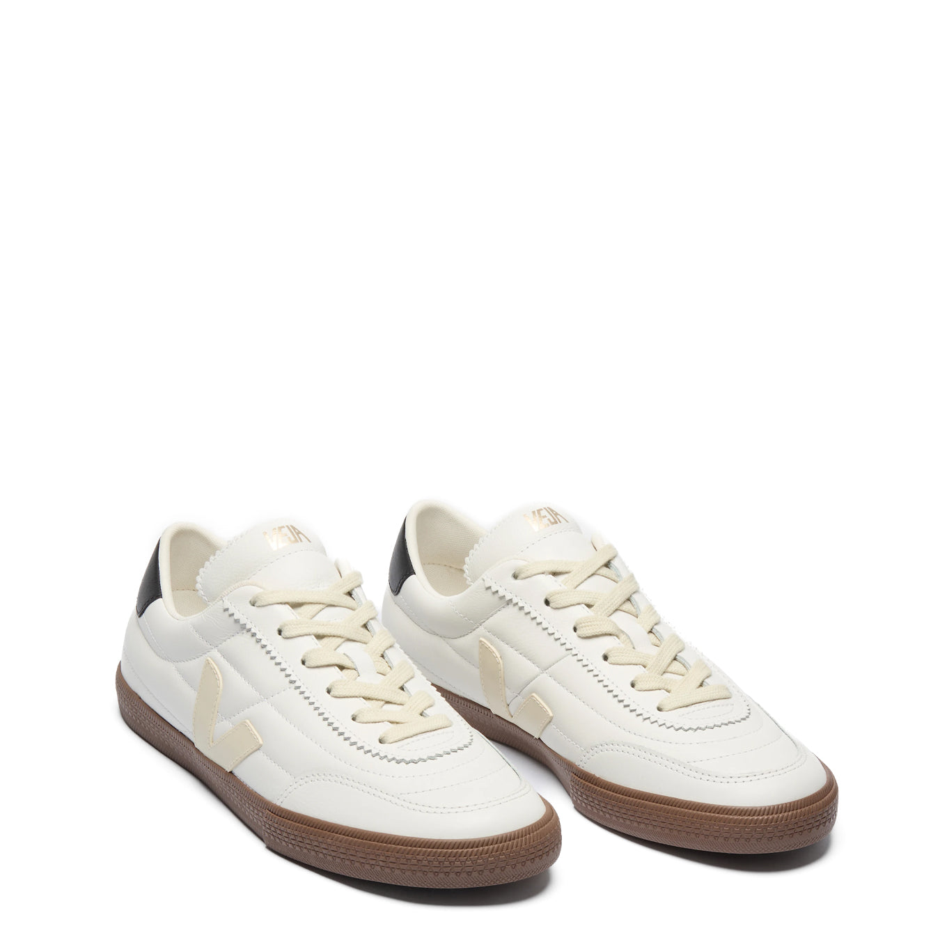 Veja Womens Panenka Leather White Black Bark - pam pam 