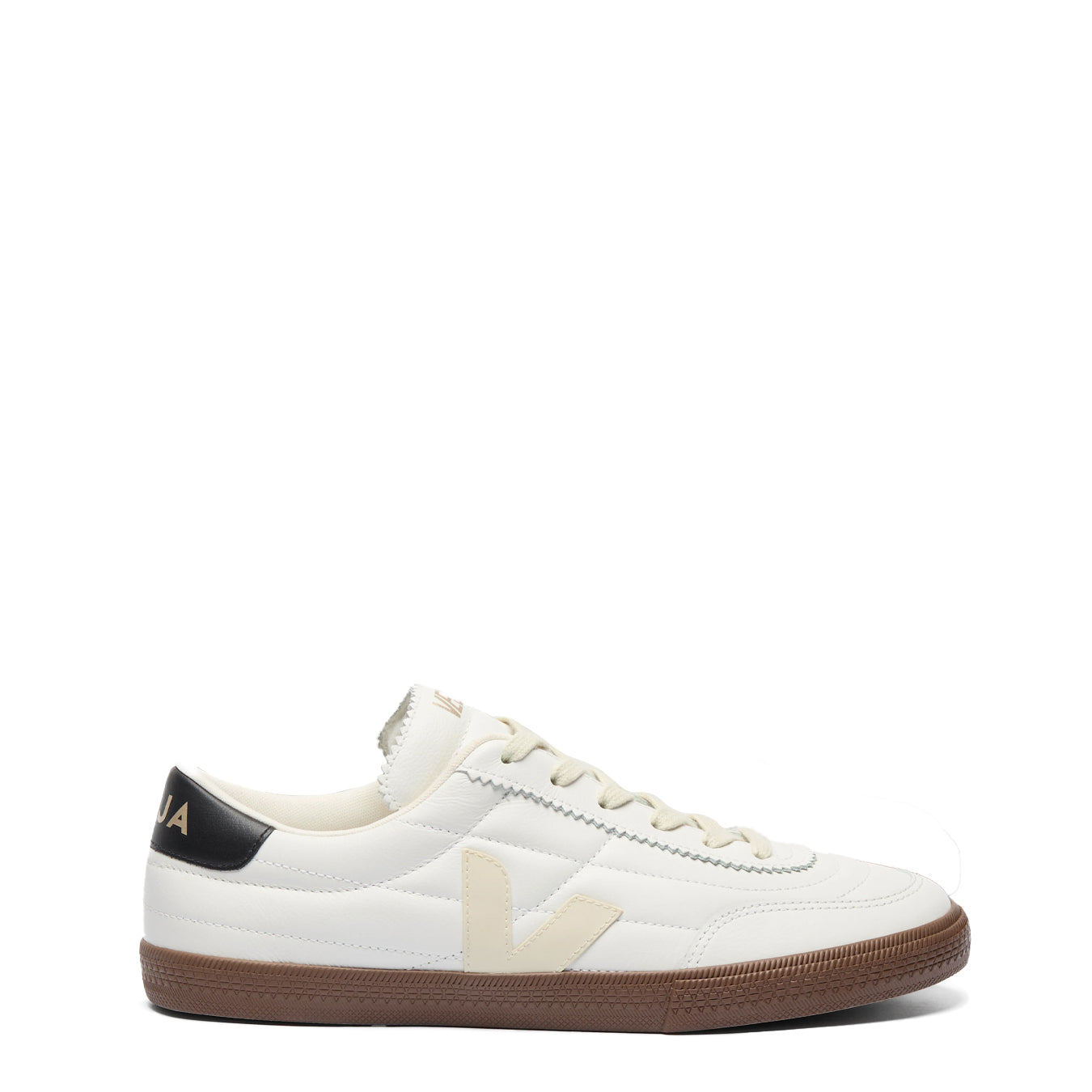 Veja Womens Panenka Leather White Black Bark - pam pam 
