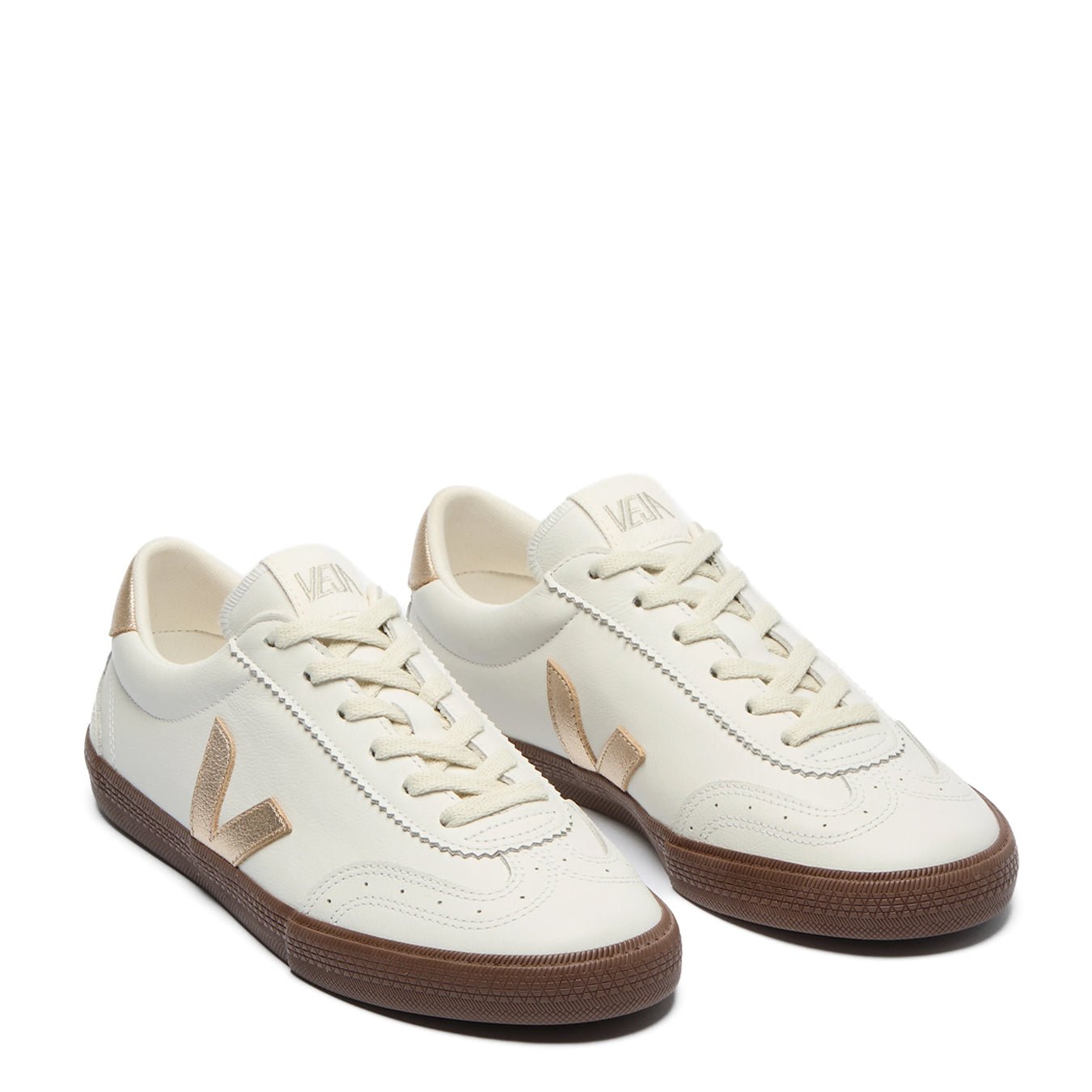 Veja Womens Volley Leather Trainer White Platine Bark