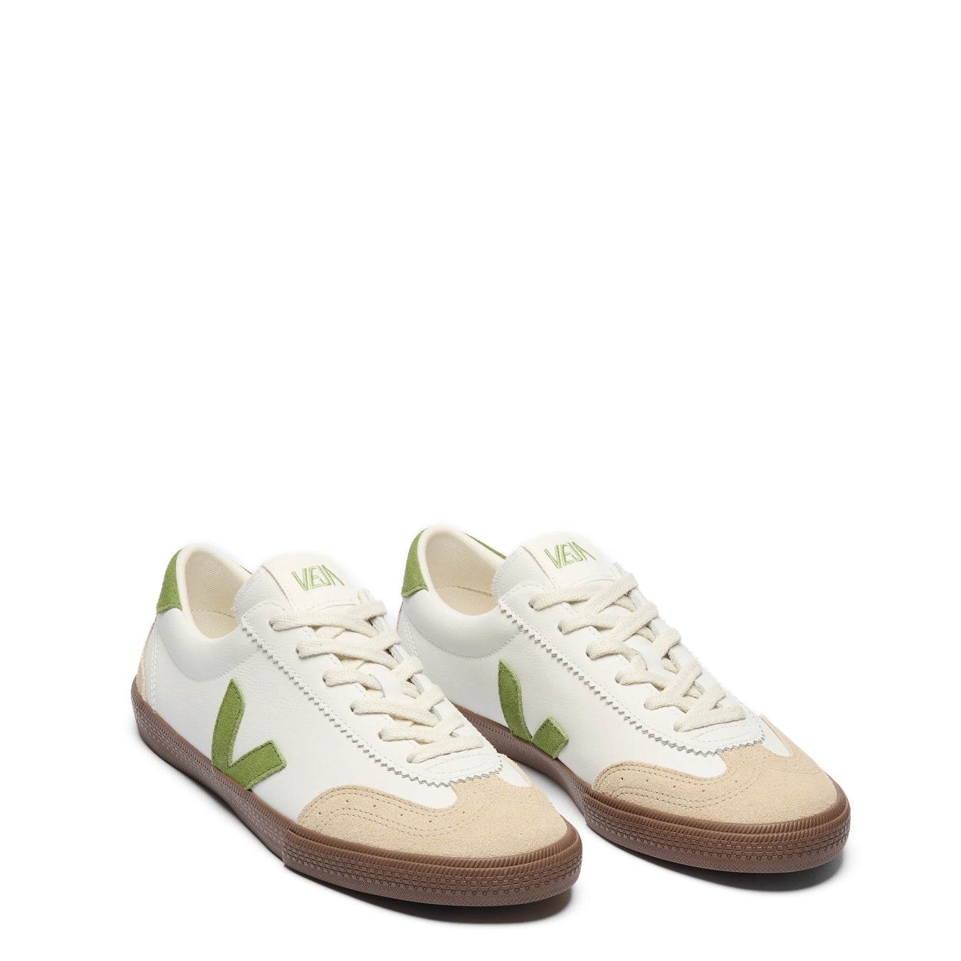 Veja Womens Volley Leather White Kiwi Bark - pam pam 