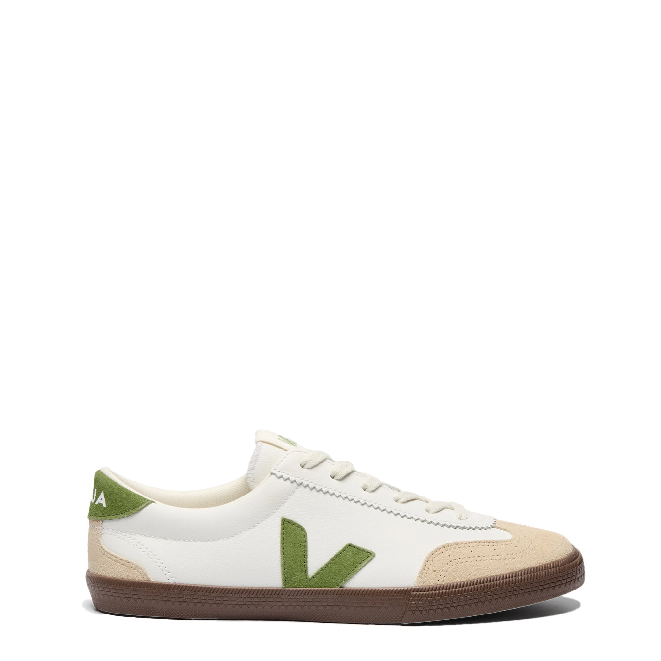 Veja Womens Volley Leather White Kiwi Bark - pam pam 
