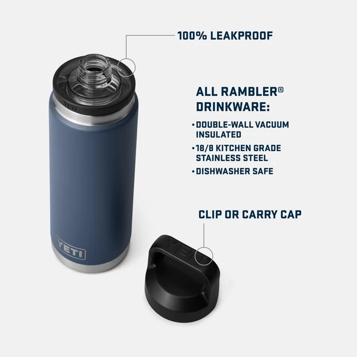 YETI Rambler 26oz Bottle Chug Charcoal