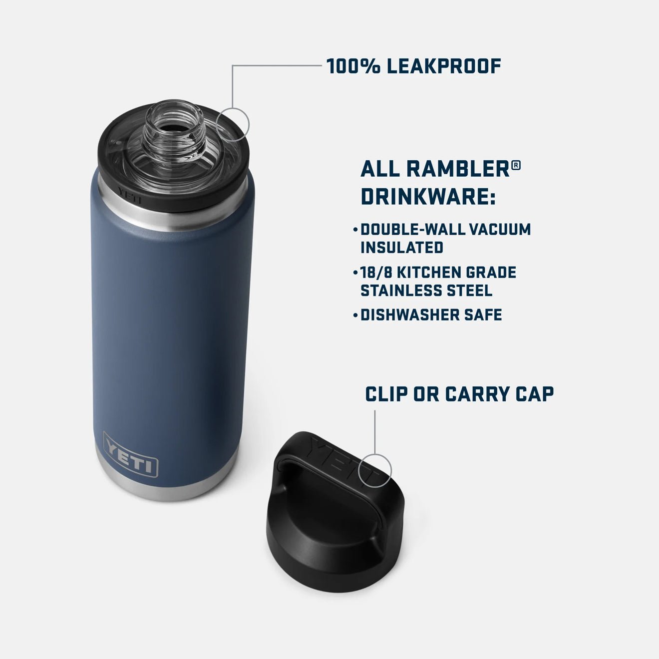 YETI Rambler 26oz Bottle Chug Navy